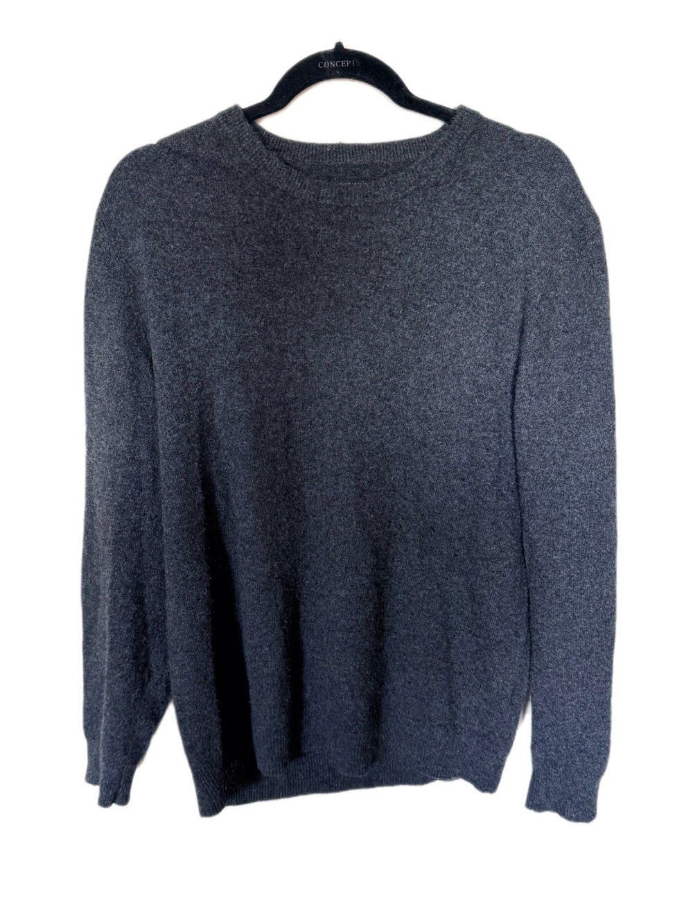 Club room cashmere dark gray crewneck sweater L